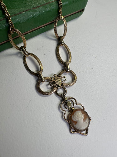 Victorian Gold Fill Cameo Necklace Bloomers and Frocks